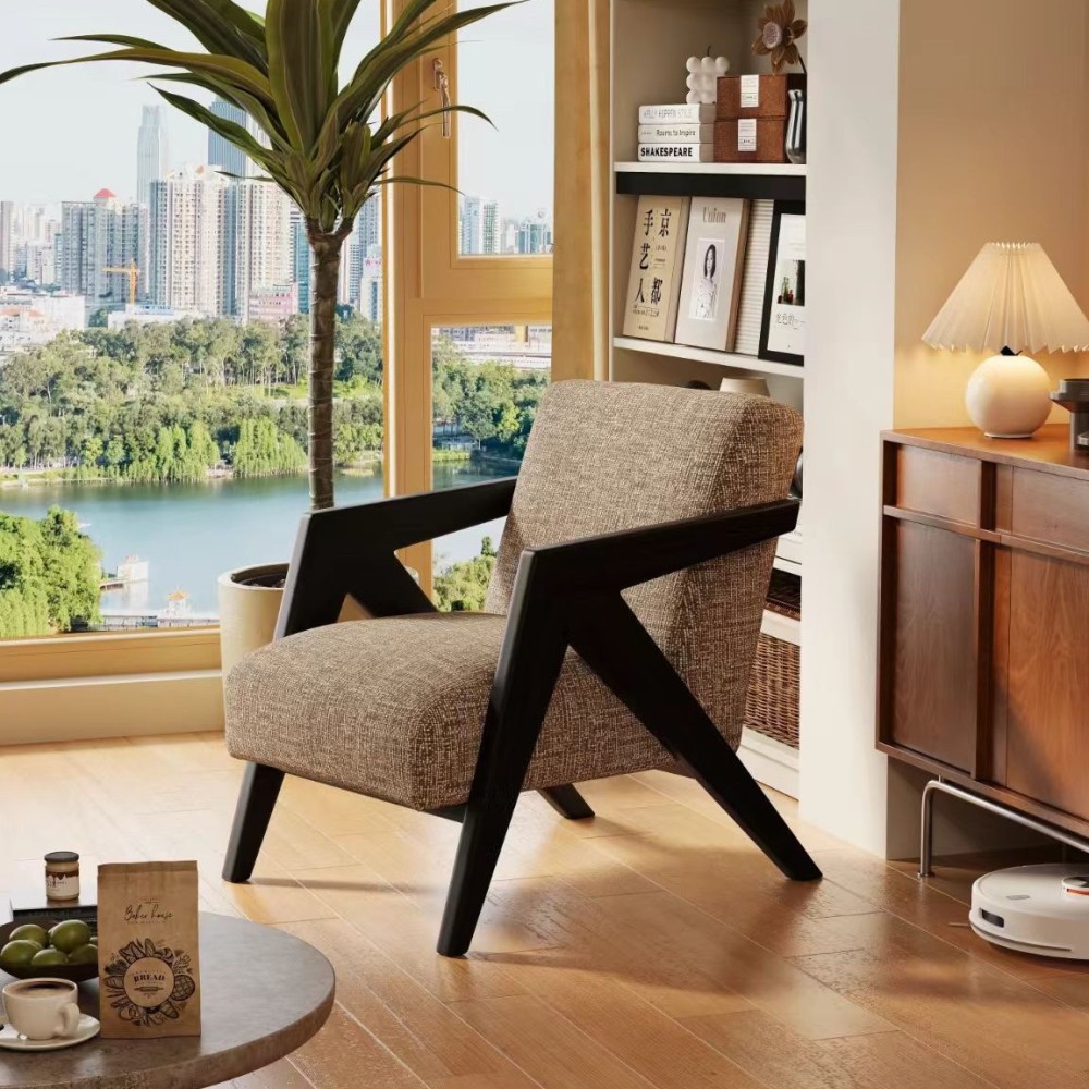 Italian Luxury Modern Single Sofa Chair for Small House Bedroom Living Room Use Wooden Frame Ergonomic Design