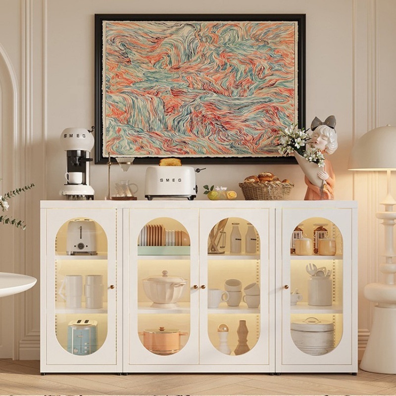 2-Door Steel Locker Storage Cabinet Adjustable Shelves Space-Saving Sideboard Modern Living Room Furniture Durable Easy Assembly