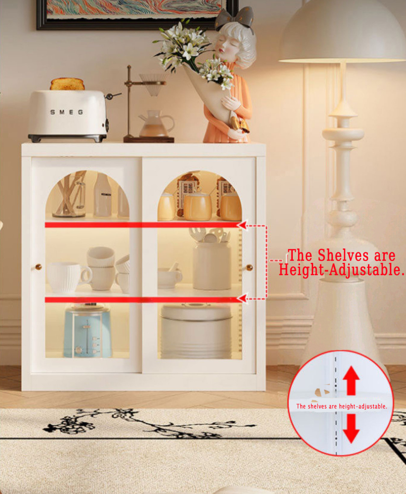 Adjustable Shelf Sideboard Buffet Cabinet with Glass Doors Credenza Storage New Home Furniture for Living Room Kitchen Entryway
