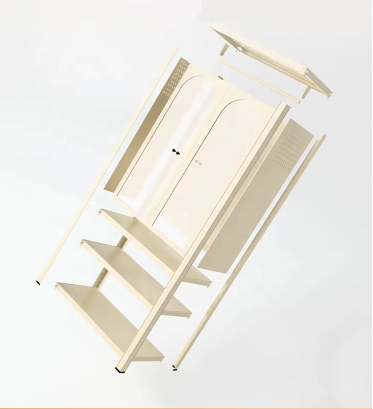 Steel Wardrobe Closet with 4-Tier Adjustable Shelves Freestanding Hanging Rods Modern Design for Bedroom Storage