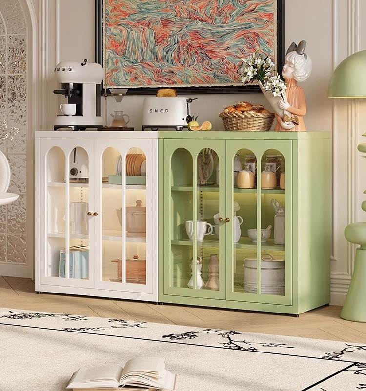 2-Door Steel Locker Storage Cabinet Adjustable Shelves Space-Saving Sideboard Modern Living Room Furniture Durable Easy Assembly