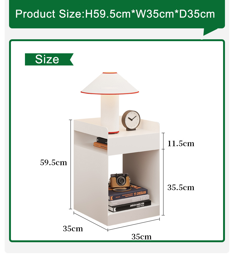 Modern Iron Metal Nightstand Side Table Bedside Table 3-Tier Storage Durable Multifunction Bedroom Furniture Apartment Dining
