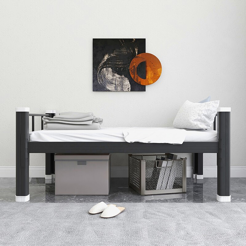 Custom Single Bed 2000mm Minimalist Metal Bunk Bed Loft for School Dormitory Commercial Use Easy Assembly Customizable Colors