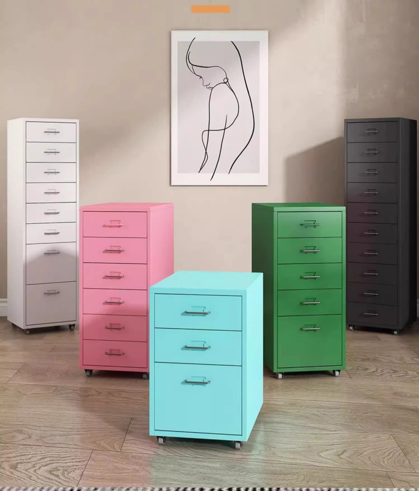 Modern Steel Adjustable Storage Cabinet with 3 Drawers Durable Multi-Purpose Dresser in Customized Color for Bedroom Living Room