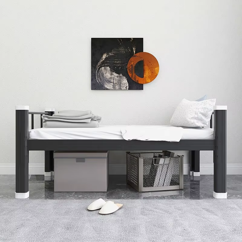 Heavy-Duty Metal Single Bed Frame Minimalist Black Bedroom Furniture No Box Spring Needed Mattress Foundation for Home Use