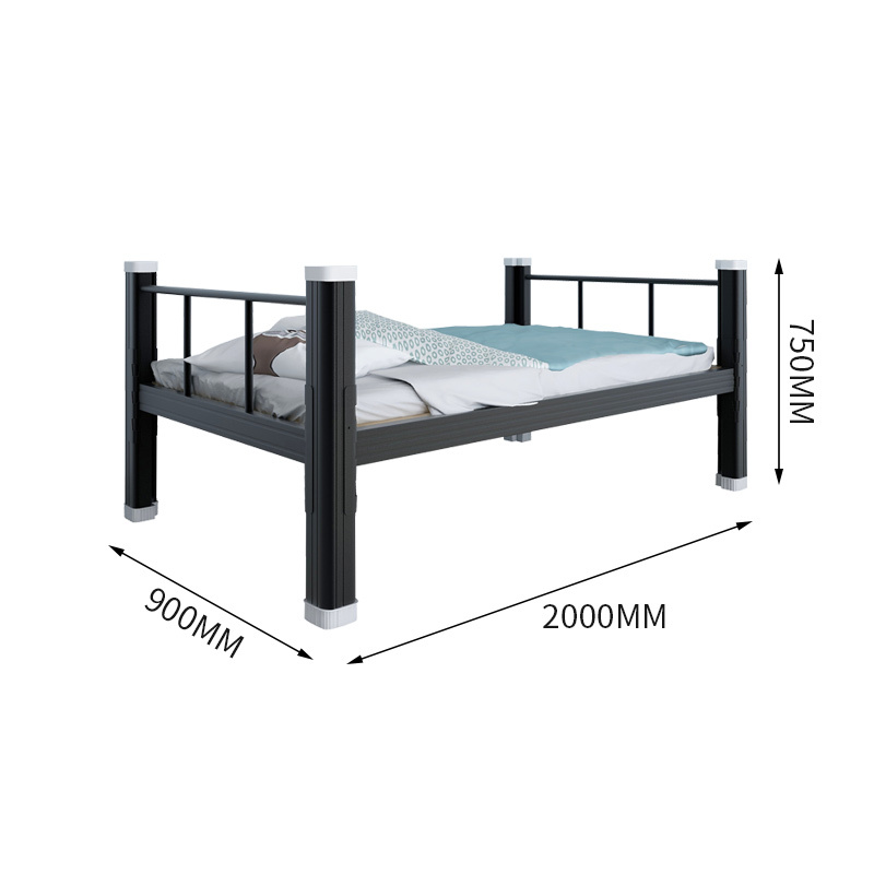 Custom Single Bed 2000mm Minimalist Metal Bunk Bed Loft for School Dormitory Commercial Use Easy Assembly Customizable Colors