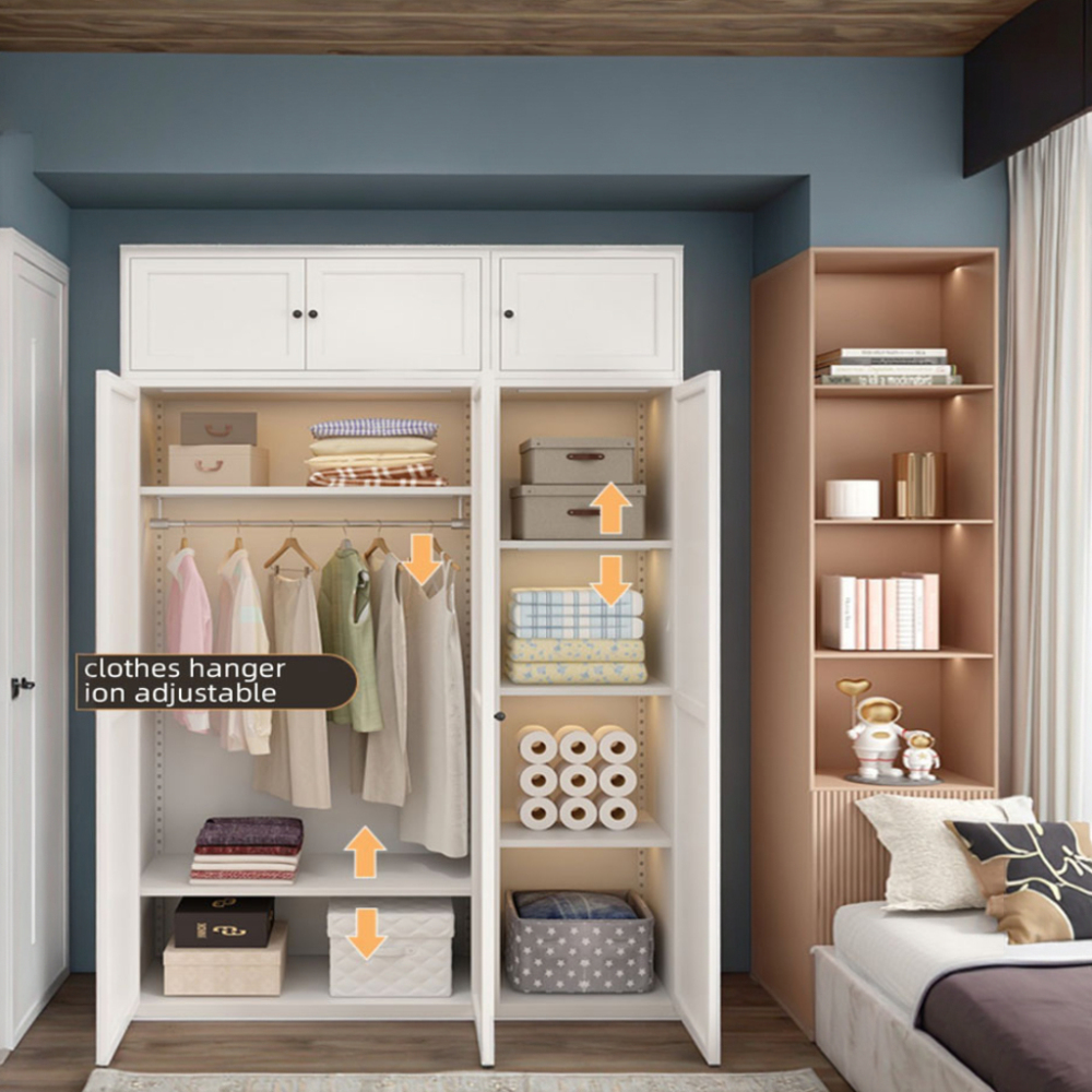 Modern High Quality Metal Gardrop Bedroom Furniture Luxury Double Door Closet Clothes Bedroom Wardrobes Hot Sale Steel Furniture