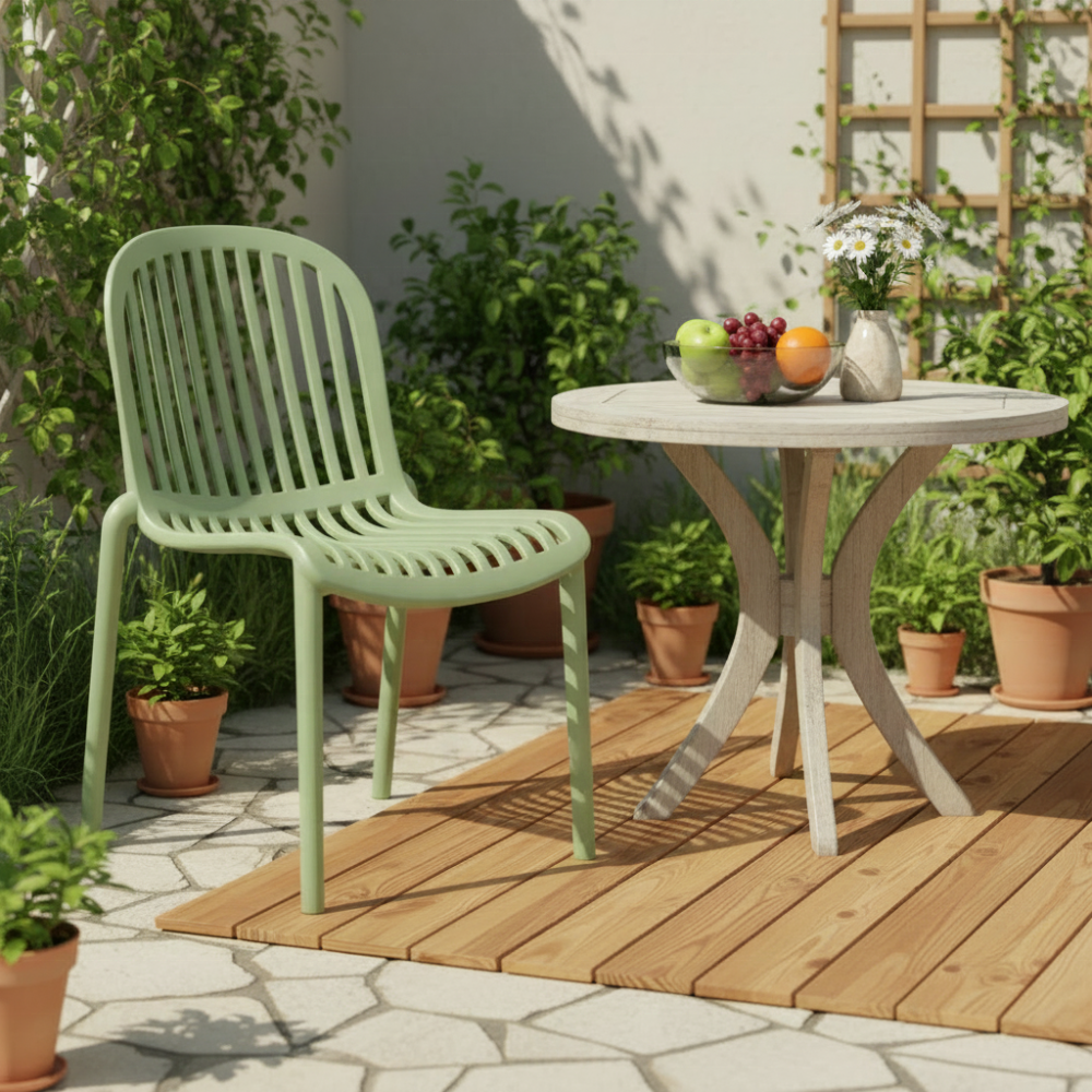 Modern Stackable Outdoor Dining Chairs All Weather Plastic Furniture for Patio & Backyard Use