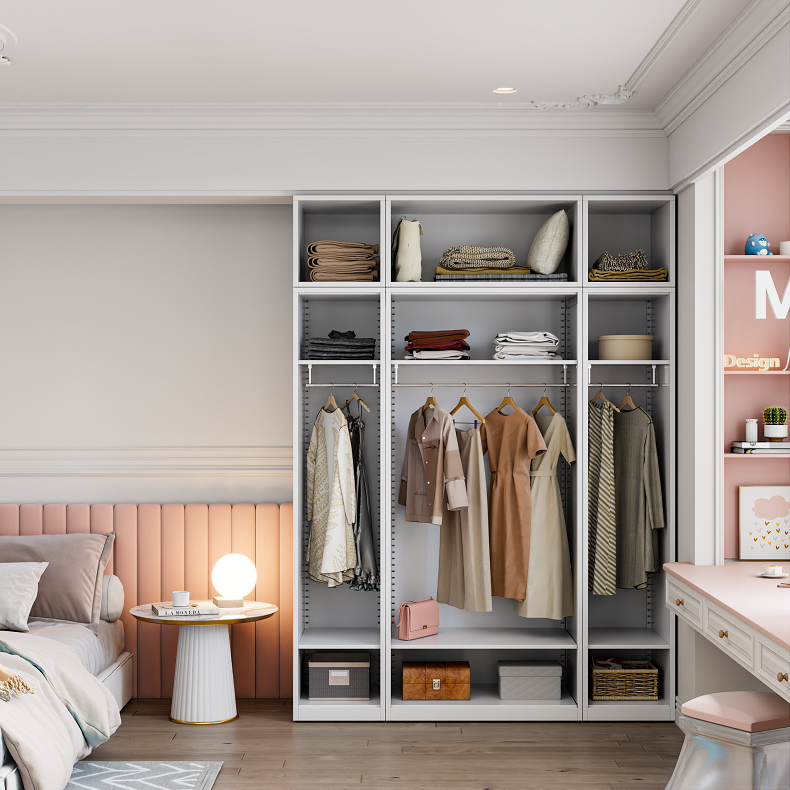 Modern High Quality Metal Gardrop Bedroom Furniture Luxury Double Door Closet Clothes Bedroom Wardrobes Hot Sale Steel Furniture