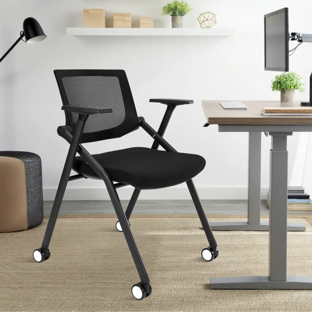 Ergonomic Foldable Conference Chair with Breathable Mesh Back