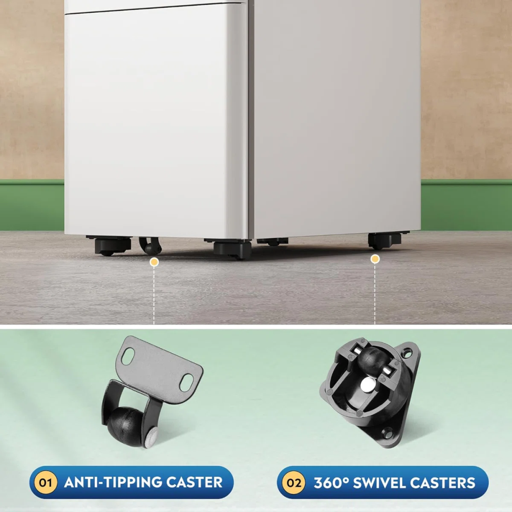 3 Drawer File Cabinet, Printer Cabinet, Home Office Filing Cabinets, Fully Assembled Except Casters,Legal/Letter Size