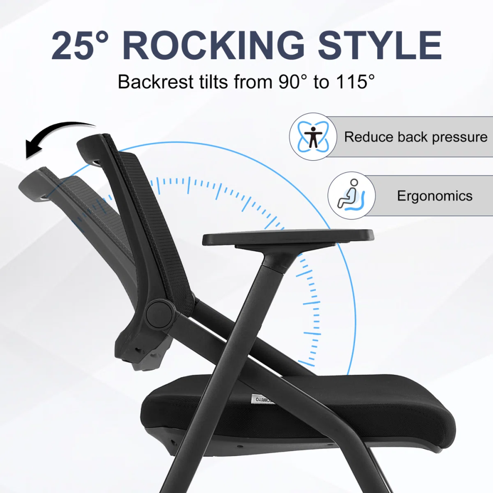 Ergonomic Foldable Conference Chair with Breathable Mesh Back