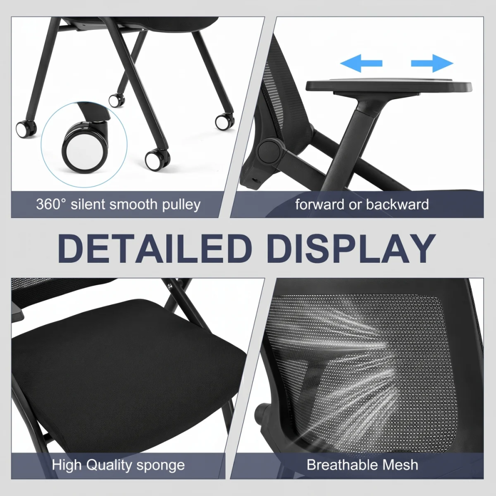 Ergonomic Foldable Conference Chair with Breathable Mesh Back