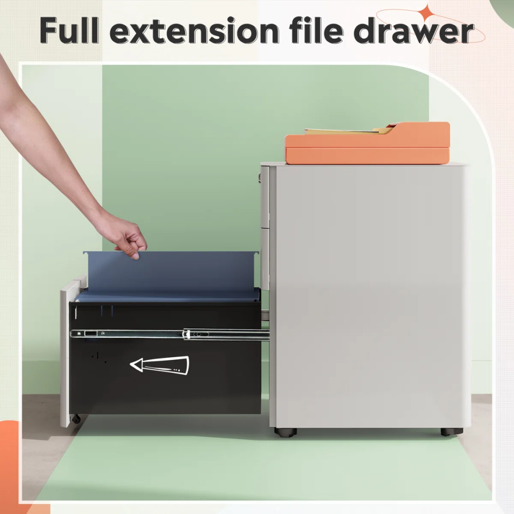 3 Drawer File Cabinet, Printer Cabinet, Home Office Filing Cabinets, Fully Assembled Except Casters,Legal/Letter Size