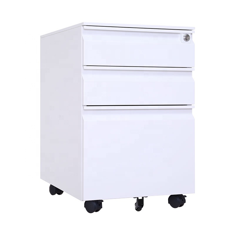 Wholesale 24'' Tall Metal Mobile Pedestal Office Furniture 3 Drawers Under Desk Lockable Wheels for Outdoor School Gym Use