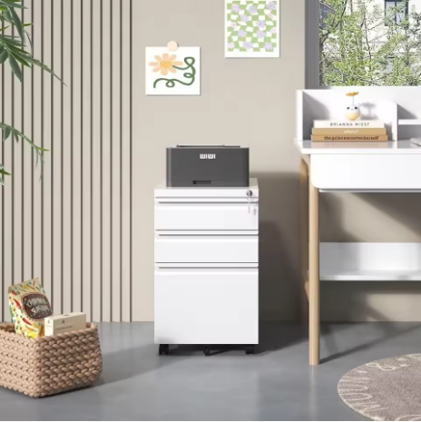 Wholesale 24'' Tall Metal Mobile Pedestal Office Furniture 3 Drawers Under Desk Lockable Wheels for Outdoor School Gym Use