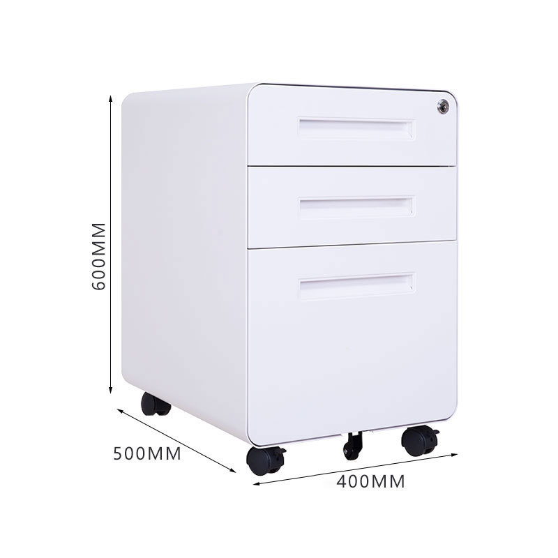 24'' Tall White Compact Steel Storage Cabinet Desk Office Mobile Pedestal Filing Cabinet for Kitchen Gym Outdoor School Use