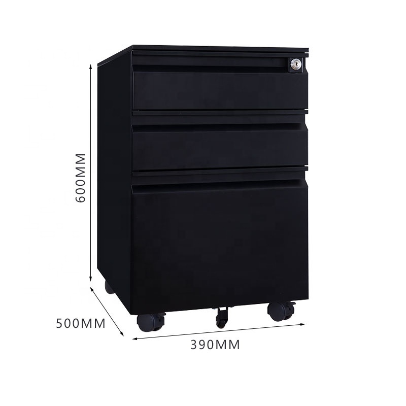 Wholesale 24'' Tall Metal Mobile Pedestal Office Furniture 3 Drawers Under Desk Lockable Wheels for Outdoor School Gym Use