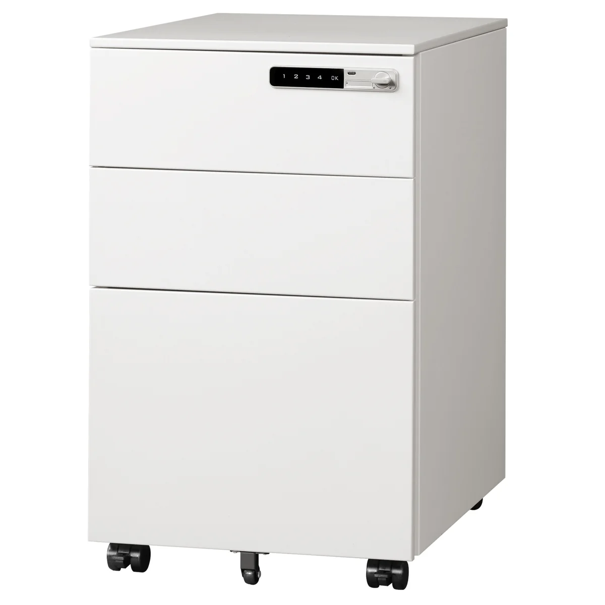 3 Drawer Steel File Cabinet with Code Lock Fully Assembled Mobile Filing Cabinet Eco-Friendly Home & Commercial Office Use