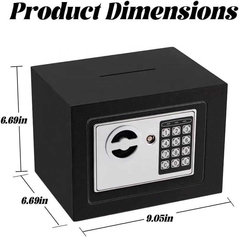 Steel Home Security Electronic Lock Box with Key Lock Safe & Door Design Small Safe Cabinet with Digital Door Lock & Bolt