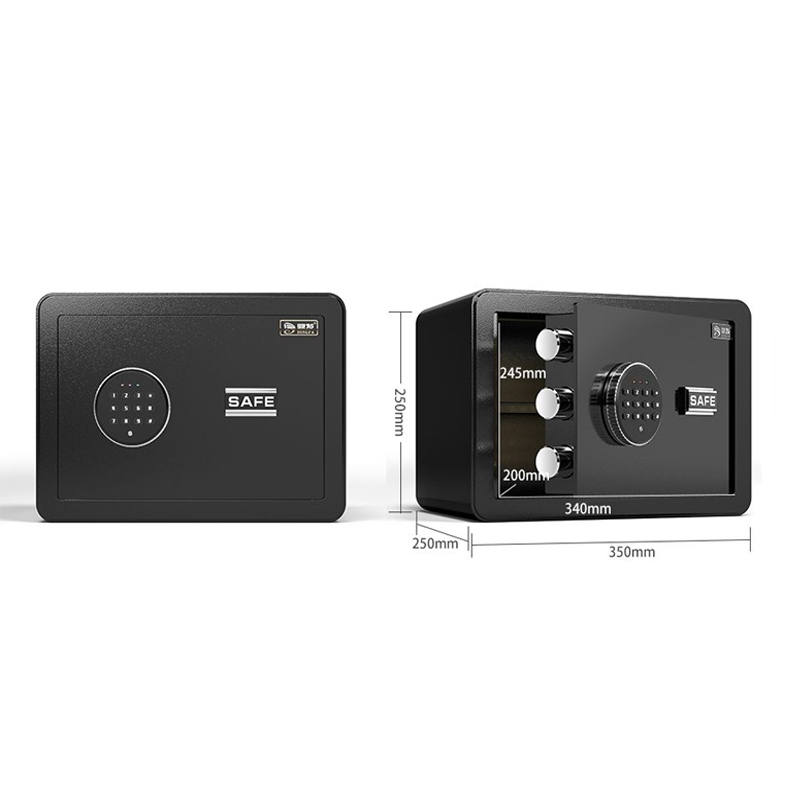 Compact Black Steel Home Safe Secure Digital Electronic Lock Valuable Storage for Personal Use 25x35x25cm Dimensions Waterproof