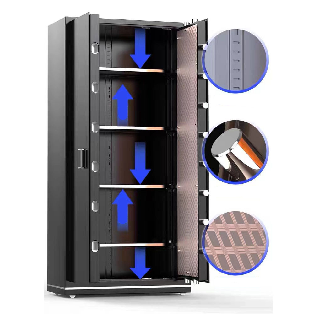 180 cm Luxury Gold Safe Box Tall Big Size Fingerprint Lock Money Vault for Hotel & Home Use Reselling Hotel Safe Storage