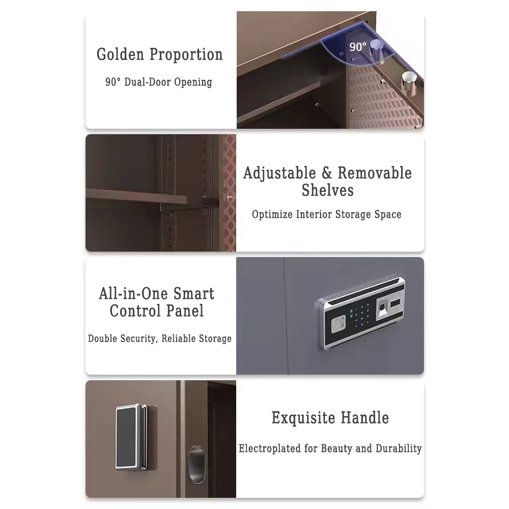 180 cm Luxury Gold Safe Box Tall Big Size Fingerprint Lock Money Vault for Hotel & Home Use Reselling Hotel Safe Storage
