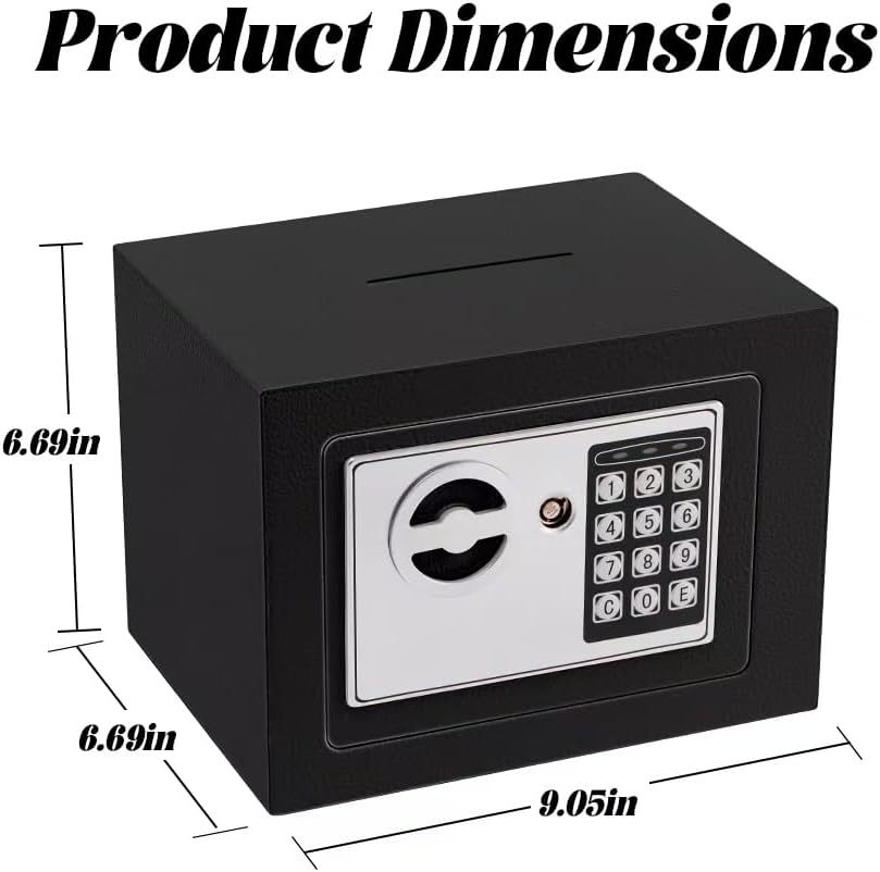 Home Security Safe Box Steel Money Safe with Sensor Light Fireproof Digital Keypad & Key/Pass Code Lock Money Bag Included