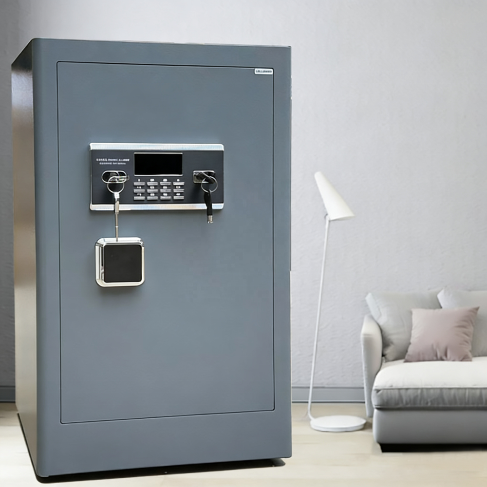 Home Steel Safe Box Digital Keypad Key Waterproof Fireproof Anti-theft Safety Box Smart Alert Mute Mode for Documents Valuables
