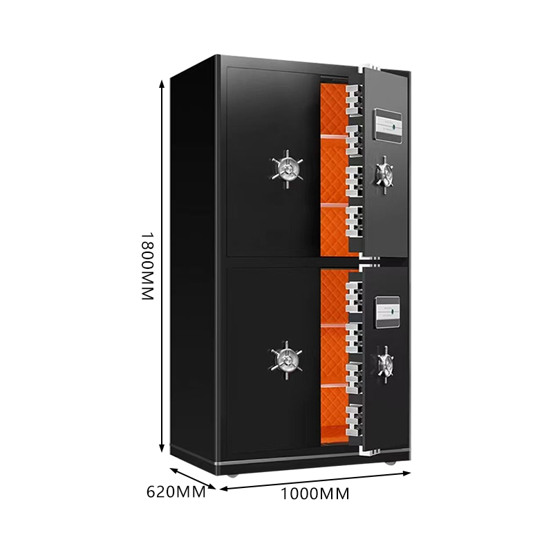 Custom Luxury 1800 mm Tall Digital Security Safe Electronic Modern Four-Door Matte Black Alloy Steel Fireproof Fingerprint Key