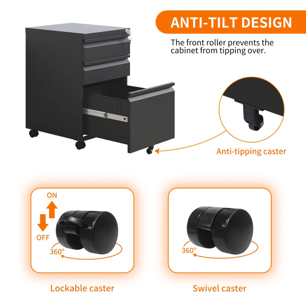 Lockable Metal Office Furniture Storage Filing Cabinets for Documents & Archiveros for Workshop & Kitchen Use