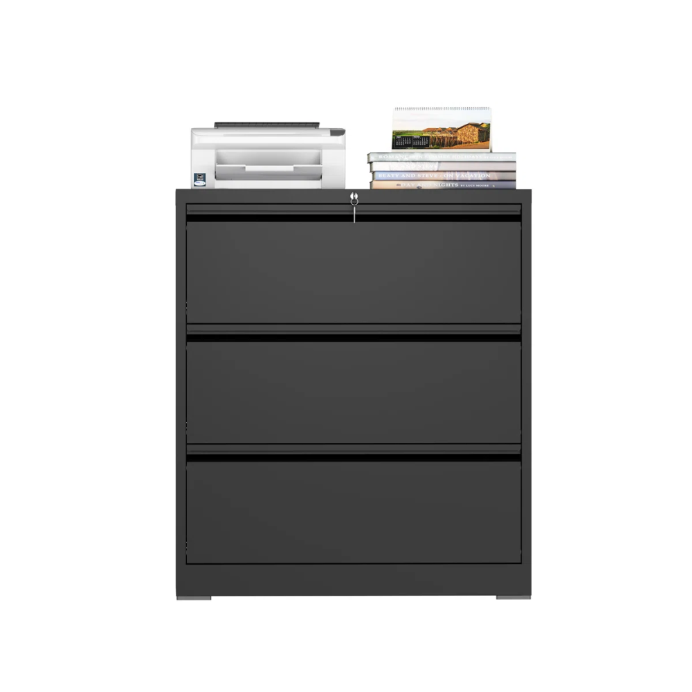Modern Steel Lateral File Cabinet 3 Lockable Drawers Space Saving for Hotel Office Use Durable Corrosion Resistant Storage