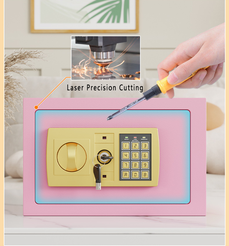 Wall-Mounted Hotel Safe Box with Key Lock Digital Electronic Money Safe for Office or Home Kids Gift Idea