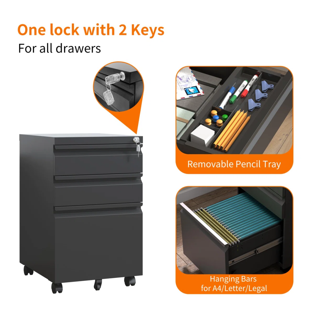 Lockable Metal Office Furniture Storage Filing Cabinets for Documents & Archiveros for Workshop & Kitchen Use