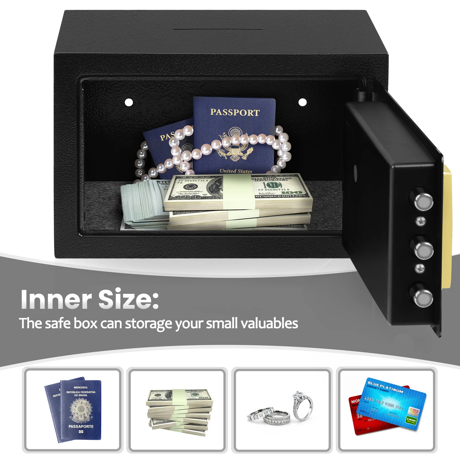 Wall-Mounted Hotel Safe Box with Key Lock Digital Electronic Money Safe for Office or Home Kids Gift Idea