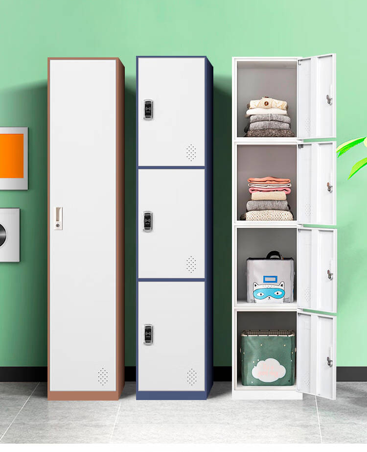 Modern Free-Standing Metal Cloakroom Storage Cabinet Steel Locker for Employees or Workers Lockable for Bedroom