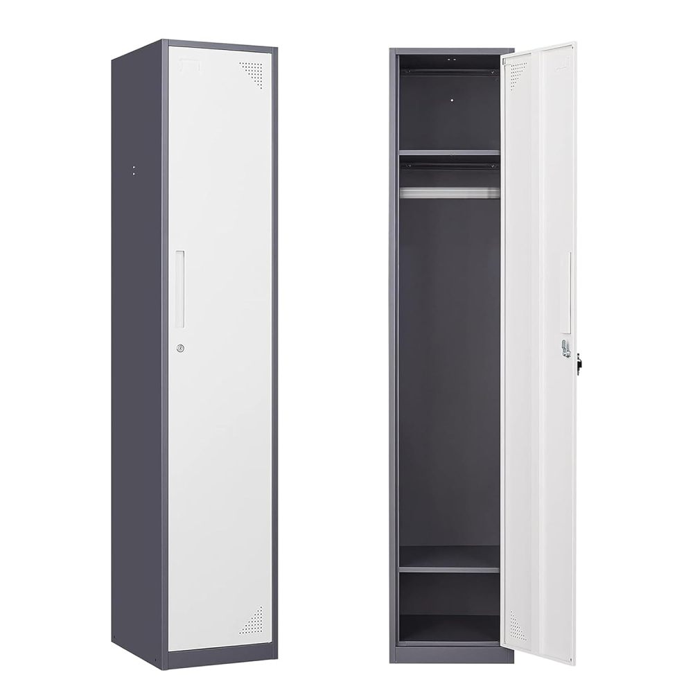 Modern Free-Standing Metal Cloakroom Storage Cabinet Steel Locker for Employees or Workers Lockable for Bedroom