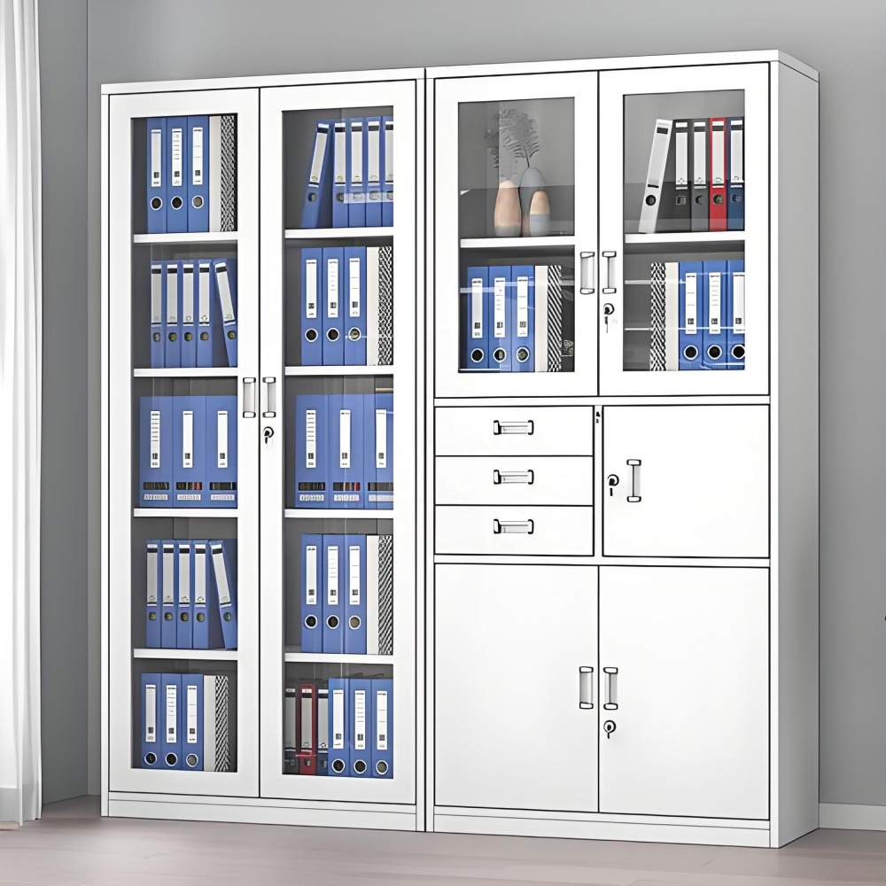 Modern 3-Drawer Steel Filing Cabinet Swing Door Adjustable Storage Inner Safe Cabin Multi-Functional Eco-Friendly Office Bedroom