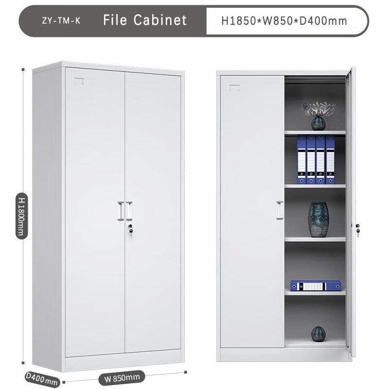 Modern Design Metal Storage Cabinet with Adjustable Shelves 2 Lockable Door Garage and Kitchen Pantry Cabinet