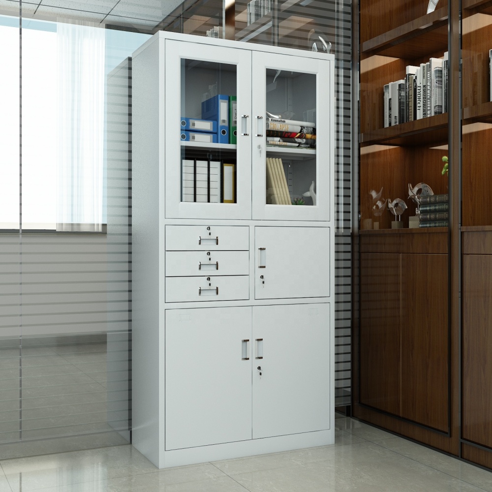 Modern 3-Drawer Steel Filing Cabinet Swing Door Adjustable Storage Inner Safe Cabin Multi-Functional Eco-Friendly Office Bedroom
