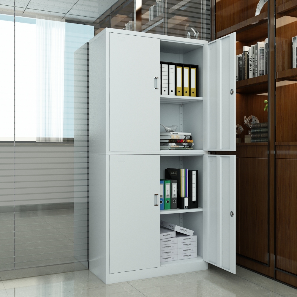 Lockable 4-Shelf Steel Cabinet Adjustable Utility Storage for Home Office Kitchen School Garage Pantry & Basement Organization