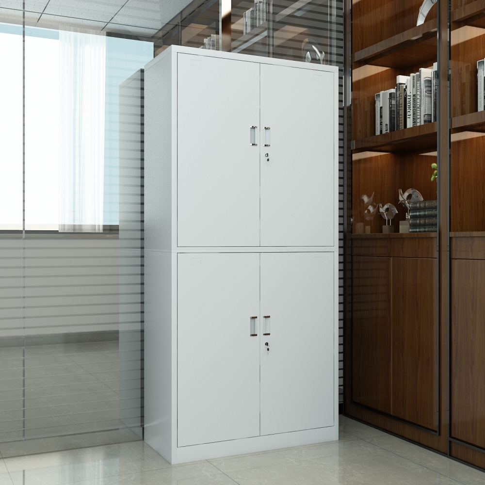 Lockable 4-Shelf Steel Cabinet Adjustable Utility Storage for Home Office Kitchen School Garage Pantry & Basement Organization