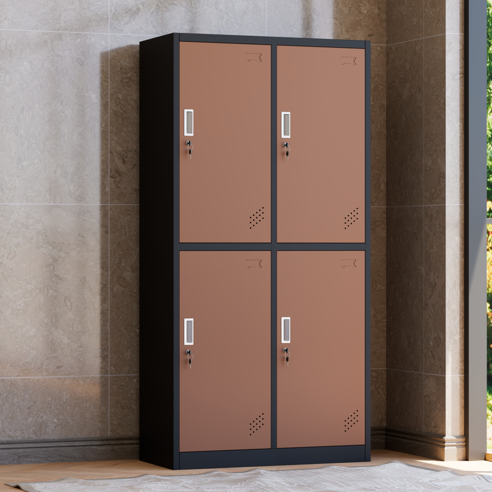 4-Door Steel Locker Industrial Staff Changing Room Storage Cabinet Gym Locker School Office Workshop Hospital Eco-Friendly