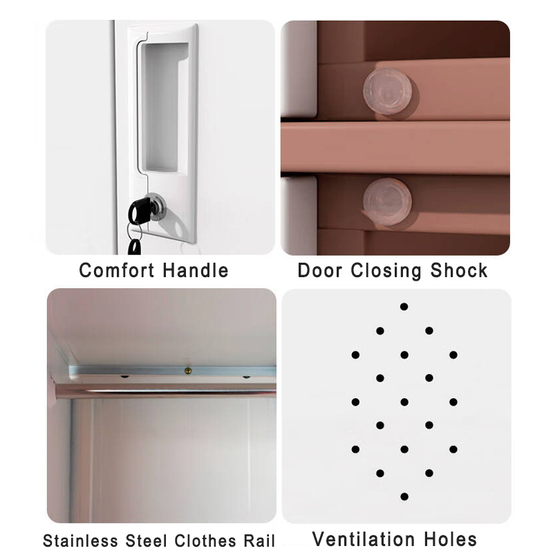 Modern Free-Standing Metal Cloakroom Storage Cabinet Steel Locker for Employees or Workers Lockable for Bedroom
