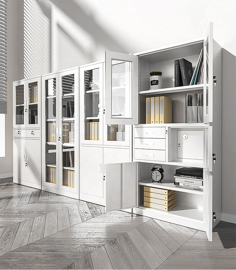 Modern 3-Drawer Steel Filing Cabinet Swing Door Adjustable Storage Inner Safe Cabin Multi-Functional Eco-Friendly Office Bedroom