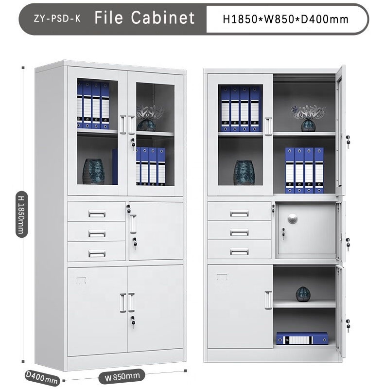 Modern 3-Drawer Steel Filing Cabinet Swing Door Adjustable Storage Inner Safe Cabin Multi-Functional Eco-Friendly Office Bedroom