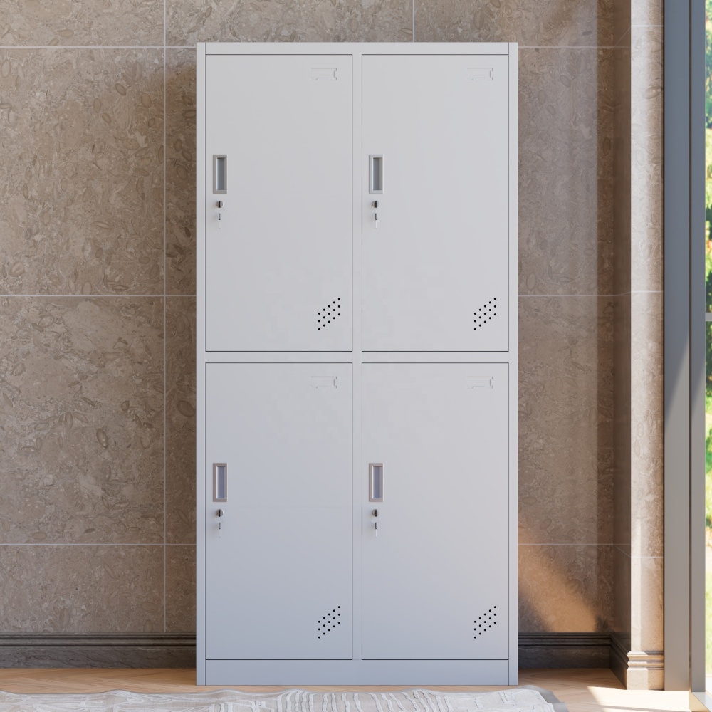 4-Door Steel Locker Industrial Staff Changing Room Storage Cabinet Gym Locker School Office Workshop Hospital Eco-Friendly