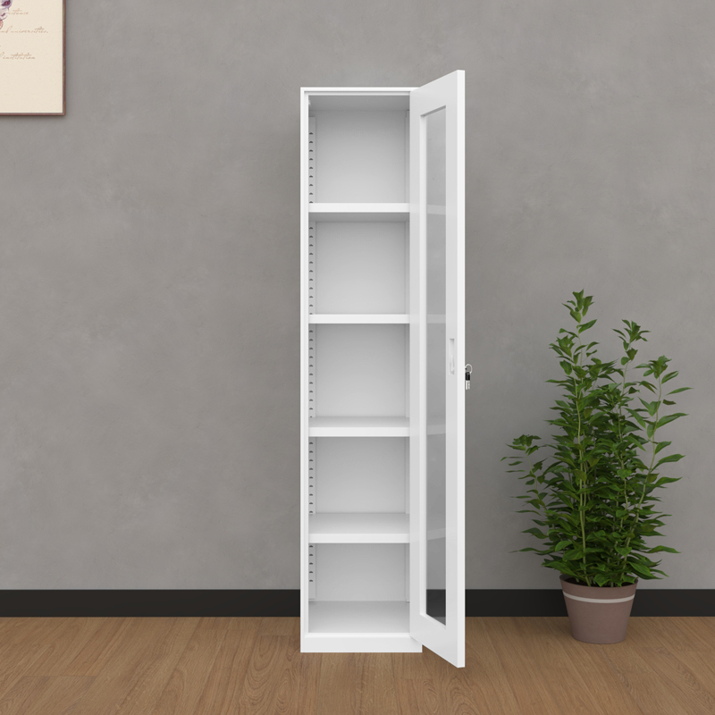 Hot Sale Durable Office Bookcase Filing Storage Cabinet 4 Adjustable Steel Glass Sliding Door for School Utility