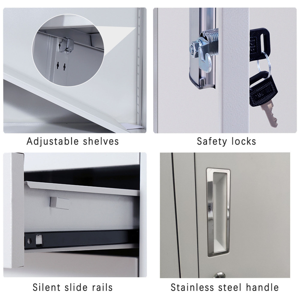 Lockable 4-Shelf Steel Cabinet Adjustable Utility Storage for Home Office Kitchen School Garage Pantry & Basement Organization