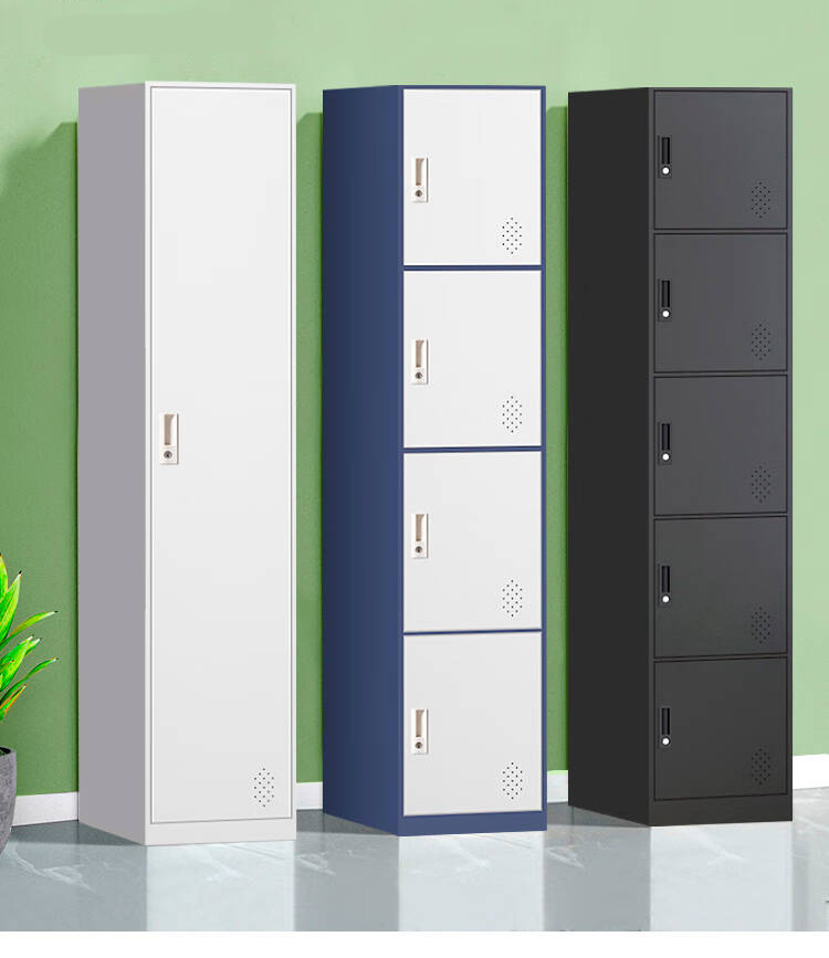 Modern Free-Standing Metal Cloakroom Storage Cabinet Steel Locker for Employees or Workers Lockable for Bedroom